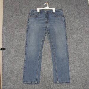 DENIZEN Levi's Mens 34x32 Straight Fit Blue Wash Denim Jeans Pants